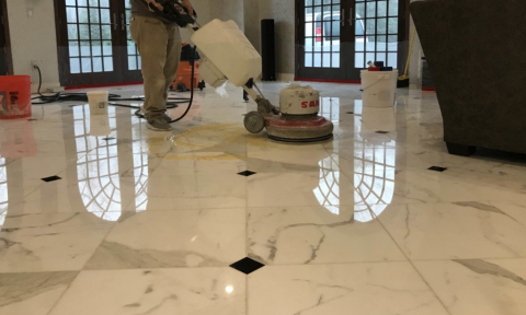 Marble floor polishing