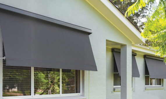fixed-arm outdoor awning blind